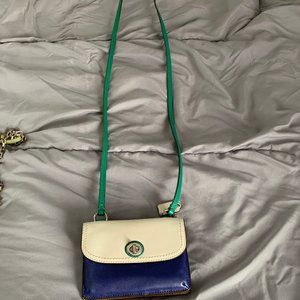 LIKE NEW Blue & Green Coach Crossbody Wallet Purse